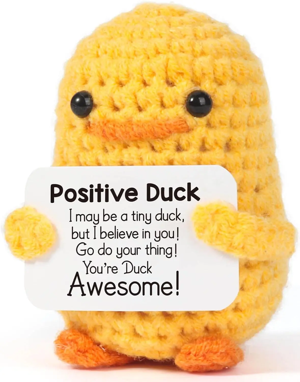 1 Piece – Yellow or Purple Positive Crochet Plush Toy with Message Card – Cute Duck & Penguin Gift, Encouragement Desk Decor for Friends & Loved Ones graduation huggable stuffed animal