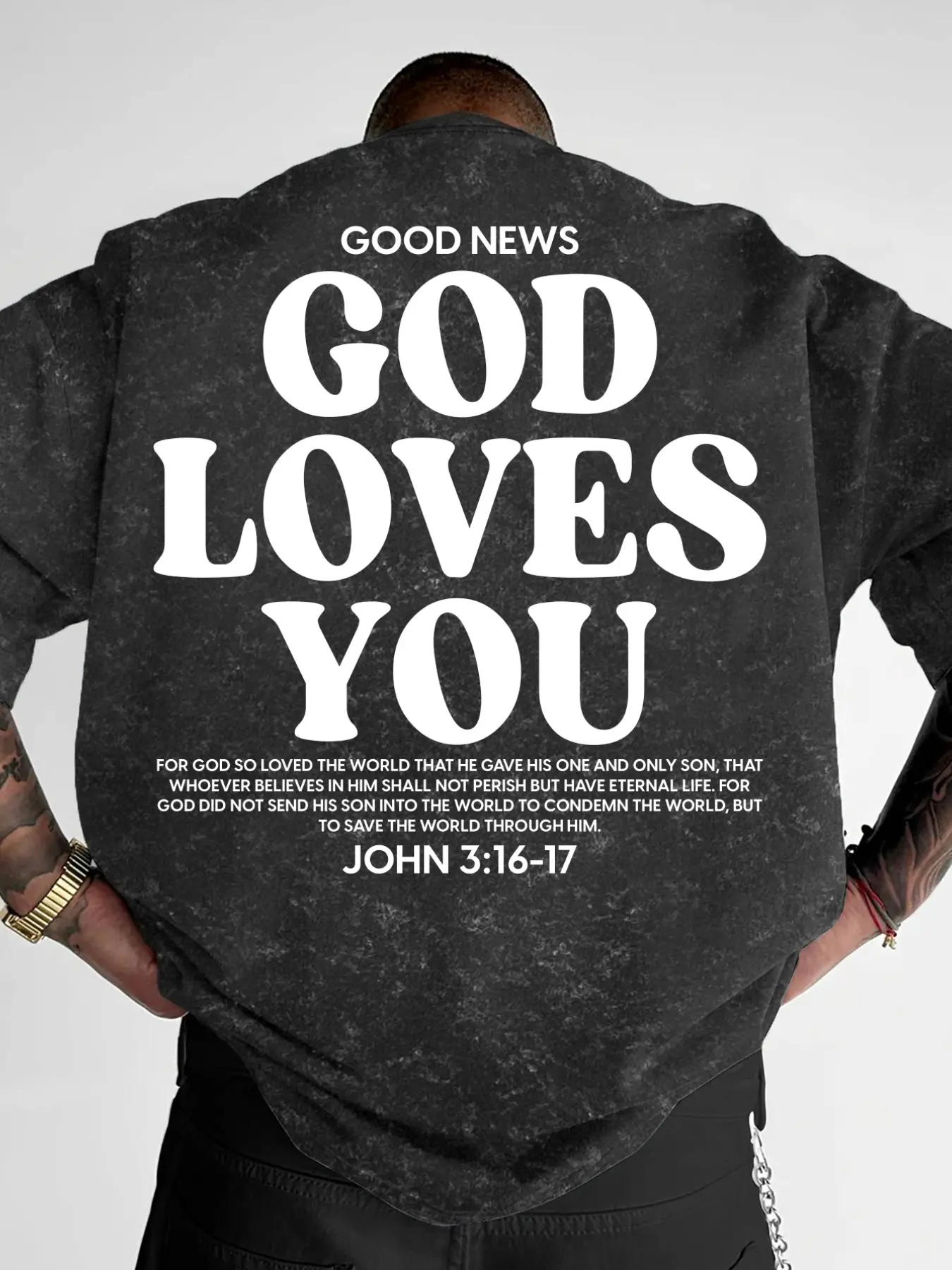 Men's Summer Vintage Round Neck T-Shirt, 'god Loves You' Letter Print, Casual Short Sleeve, Loose Fit, Ideal for Daily Wear