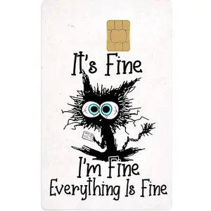 Funny Meme Credit Card Sticker - Debit & Credit Cards, Anti-Wrinkling Removable Sticker with "It's Fine I'm Fine" Design