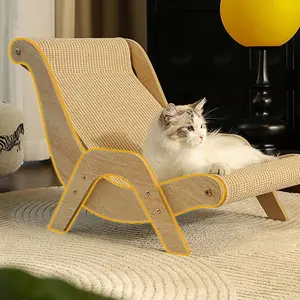 Cat Chair, Elegant Rocking Lounge Chair with Durable Sisal, Multi-Functional Pet Scratch and Rest Bed for Cats, Sturdy Decorative Furniture Balcony Bedroom Garden Indoor Outdoor Use