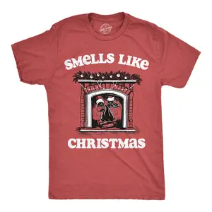 Mens Funny T Shirts Smells Like Christmas Sarcastic Santa Claus Graphic Novelty Tee for Men Mens Funny T Shirts Cool Vintage Fashion T-Shirt Gift Classic Menswear Christmas Apparel for Men Funny Sarcastic Short Red -