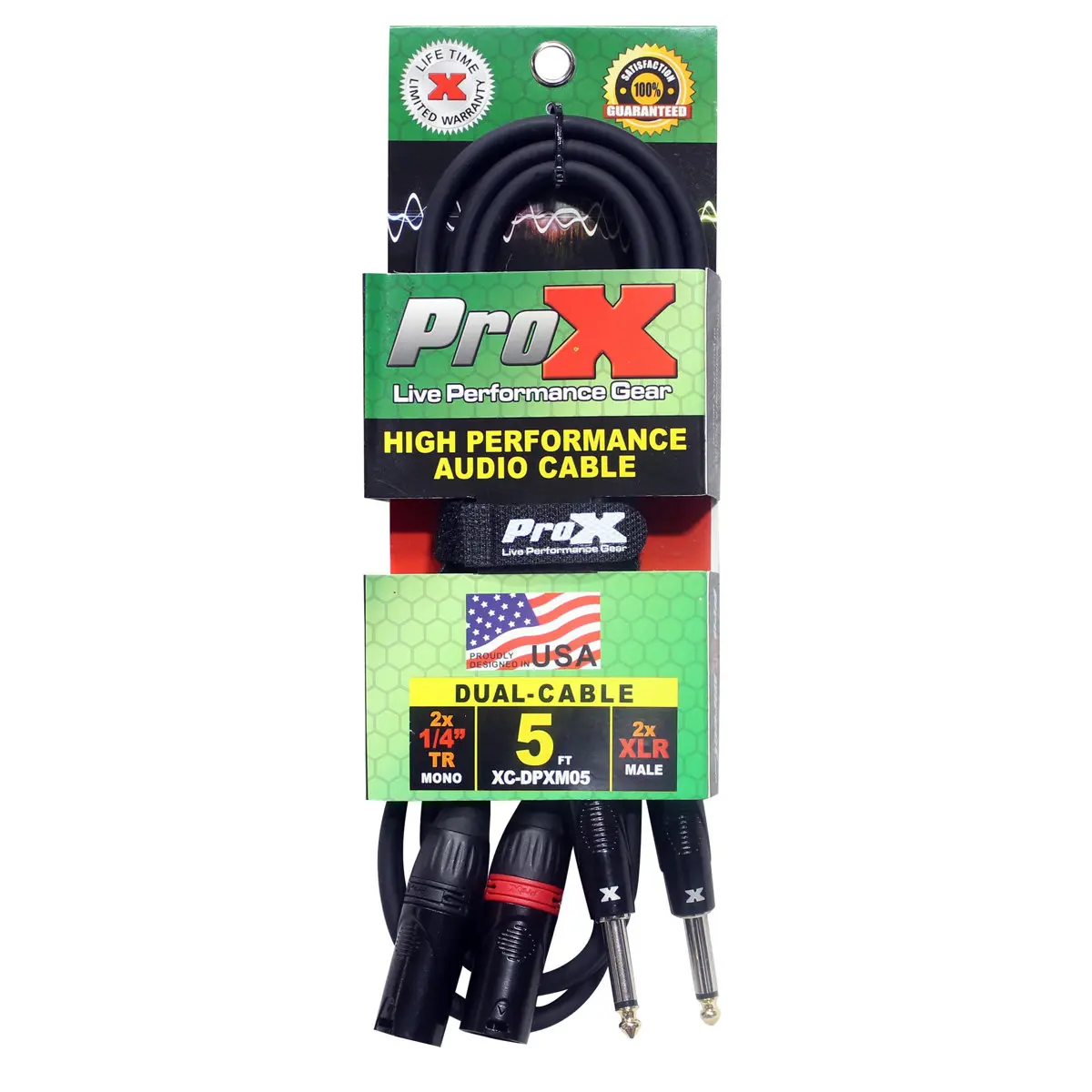 ProX XC-DPXM05 5' Dual 1/4" TS-M to Dual XLR-M Unbalanced High Performance Audio Cable