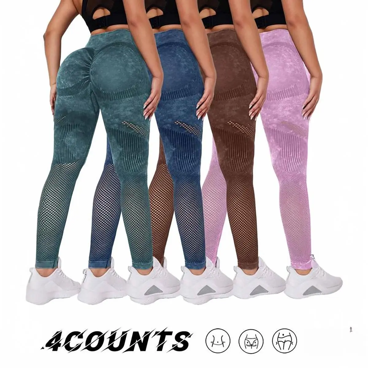 Women's High Rise Leggings, 7/8 Seamless Knit Athleisure Pants with Tummy Control and Butt Lifting for Fitness & Yoga, Quick Dry