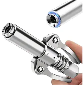 Gute Double Handle Grease Gun Coupler 10000 PSI Quick Lock & Release Tip with 12" Flex Hose, Fits All 1/8" NPT Grease Guns