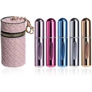 Mini Refillable Perfume Portable Atomizer Bottle 5PCS Travel Size Spray Refillable Refill Bottle 5 ml with Travel and Outgoing Bag