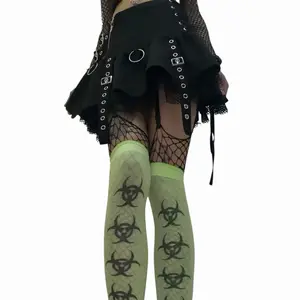 Neon Green Biohazard Thigh Socks