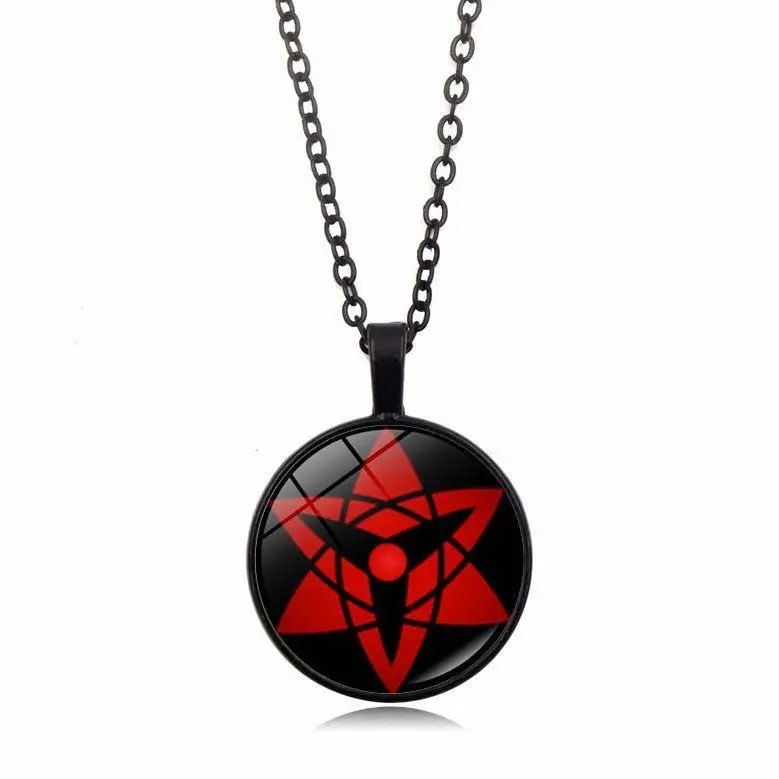 Naruto Sharingan Rinnegan Time Gem Pendant Necklace Multiple Eye Pattern Black Chain Sweater Chain Anime Jewelry Creative Graduation Gift For Naruto Fans And Student Anime Lovers