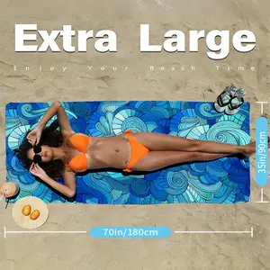 1pc Azure Pattern Beach Towel Blue Pattern Beach Towel Sand-resistant design, reusable Suitable for outdoor activities and everyday use Lightweight yet durable fabric Bath Towel / Beach Towel