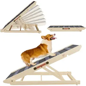 Adjustable Folding Wooden Pet Ramp with Non-Slip Surface