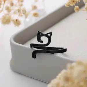 cat ring adjustable zinc alloy geometric animal jewelry women teens daily party