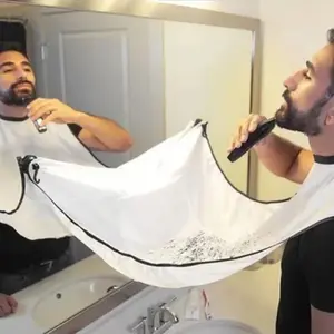 Men's Shaving Apron with Beard Collector, Reusable Shaving Cloth, Adult Barber Cleaning Apron, Perfect Grooming Gift for Men