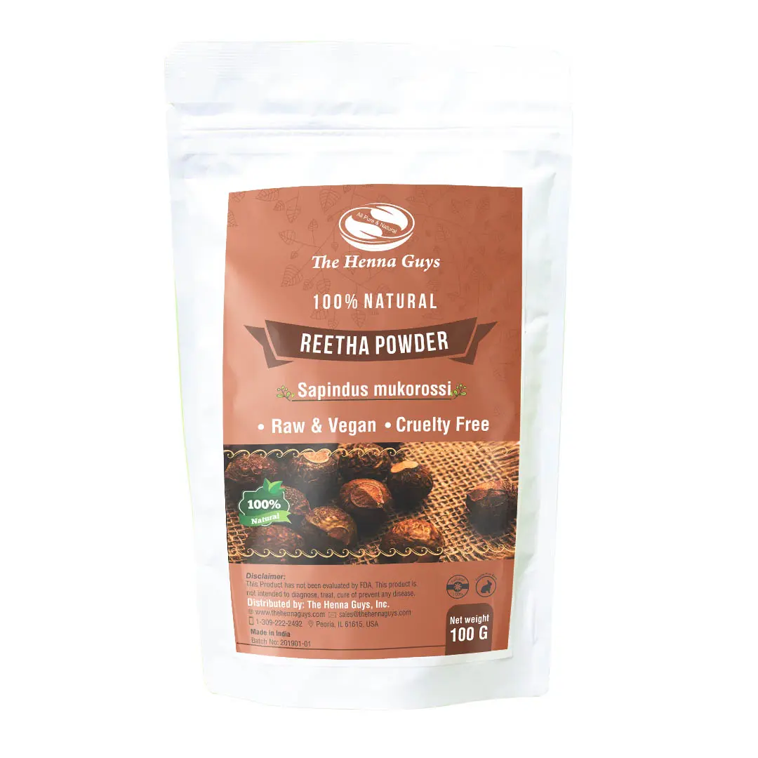 The Henna Guys Reetha Powder Haircare Repair Mask - Strengthening Formula, Restores Textured Wavy Hair, Fixes Split Ends, Addresses Hair Loss, Delivers Glossy Haircare Treatment, Non Toxic, Dandruff Treatment