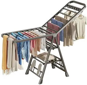 Heavy Duty Clothes Drying Rack – Foldable with Wheels, 71'' Extra-Thick Metal Frame, 27 Rods, Rustproof & Windproof, Free-Standing, Easy Rolling & Storage, Perfect for Indoor, Outdoor