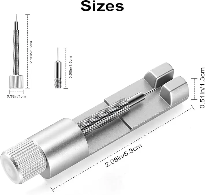 Solid Watch Link Removal Kit, Tools to Adjust and Remove Bracelets，Watch Strap Size Adjuster, Watch Band Adjustment Tool Kit with 6 Extra Pins and 1 Hammer