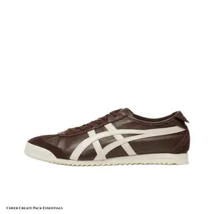 Unisex Low Top Retro Casual Shoes Dark Brown Beige Leather Lace-Up Sneakers