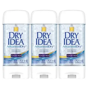Dry Idea Advanced Dry Clear Gel Deodorant, Powder Fresh, 3oz ( 3-Pack ) Antiperspirant Roll On Sweat Control
