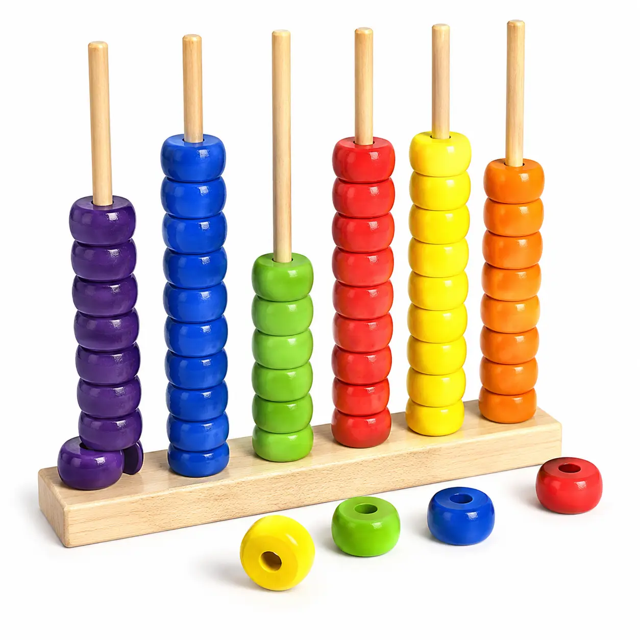 Unisex Colorful Wooden Color-Sorting Stacking Toy - Early Ed Maths Toy for Age 5+, Builds Counting & Fine Motor Skills, Ideal Gift for Christmas, Birthdays