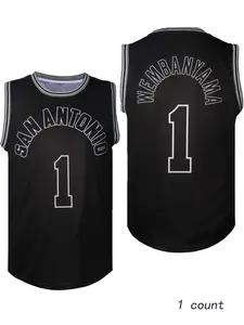 Victor Wembanyama 1 San Antonio Basketball Jersey, Quick-Dry Casual Tank Top, Breathable Loose-Fit, Ideal for Sports & Daily Wear