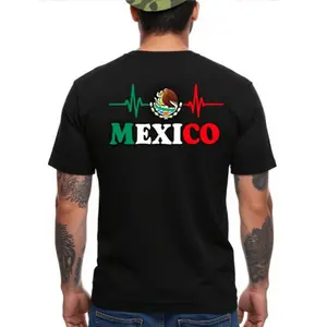 Mens Mexican Heartbeat Graphic Tee with Mexican Flag and Eagle Cactus Print Breathable Soft Fabric Crew Neck Short Sleeve Perfect for Casual Spring and Fall Season Gift Idea