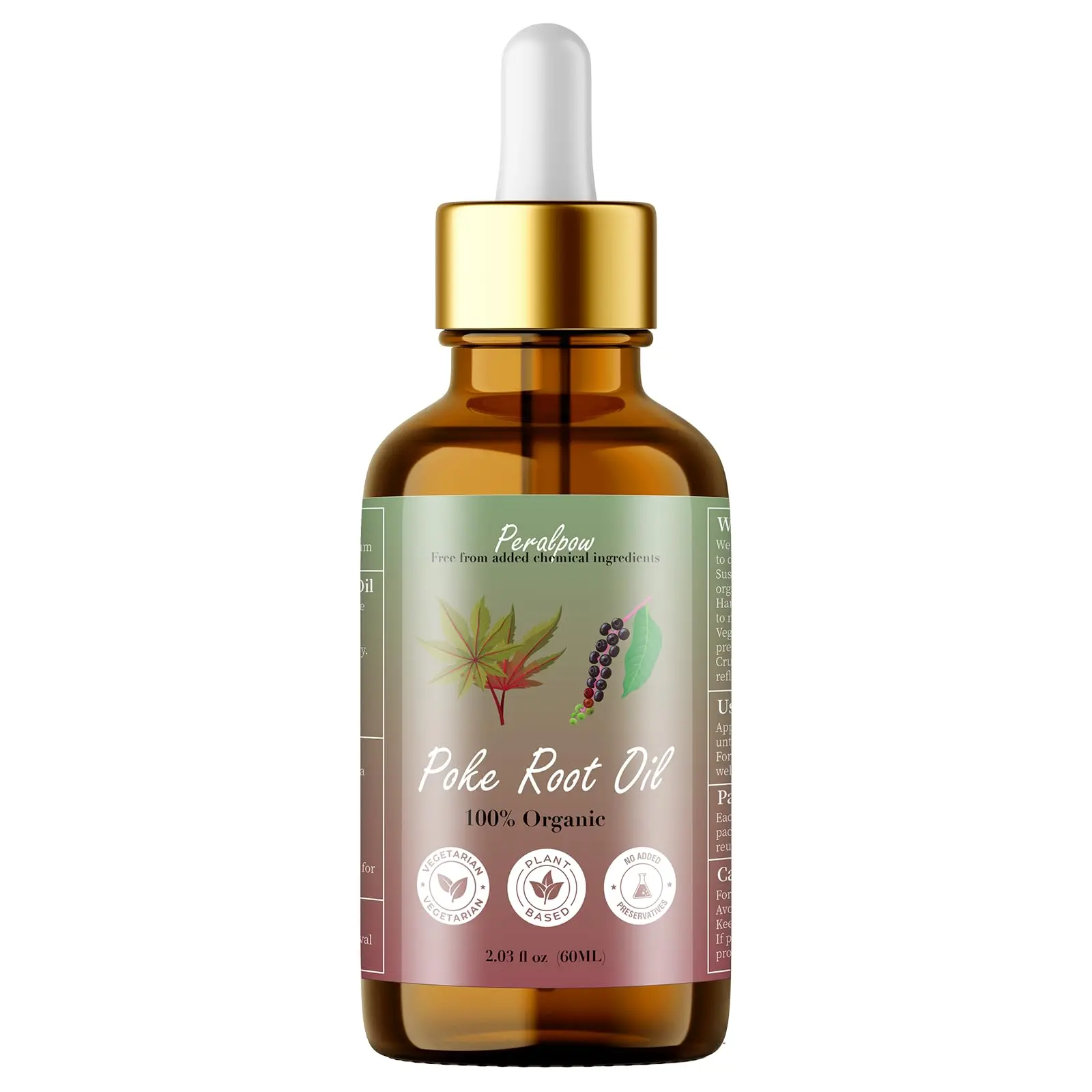 Organic Poke Root Castor Body & Massage Oil - Smooth, Cosmetic Daily Moisture Nourishing Oil for Self-Care Routine - 2.03 oz (60 ml), Castor Oil