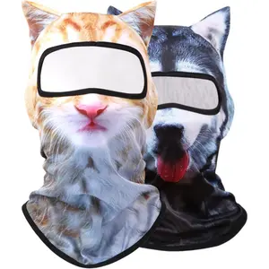 Cat Mask 3D Printed Cat ski Mask Balaclava with Ears Breathable Perfect for Skiing & Biking Party with Solid Pattern