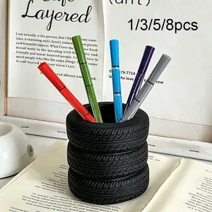 Funny Tire Shaped Office Desk Pen Holder, Plastic Stationery Gift, Office Decoration, School Supplies, Pens & Pencils Organizer