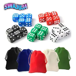 25Pcs 16mm Round Corner Six Sided Colorful Dice Set, D6 Acrylic Number Dice, 5 Colors with Bag, Ideal for Classroom Math Learning