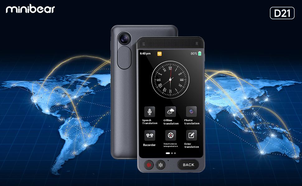 Offline Language AI Translator Device, 142 Languages Two Way Real-Time Voice Translation,D21 ChatGPT Instant Translator, Recording&Photo AI Translation for Business Learning Travel