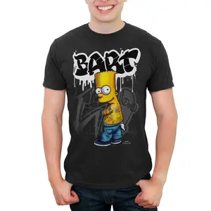 Men's The Simpsons Bart Tattoo Brick Paint T-Shirt