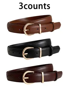 Women's Simple Style Plain Color Belt, Casual Trendy PU Leather Belt, Fashionable Clothes Accessories for Daily & Party Decoration, Casual Dress Belt, Casual Trendy Waistband, Fashion Belts