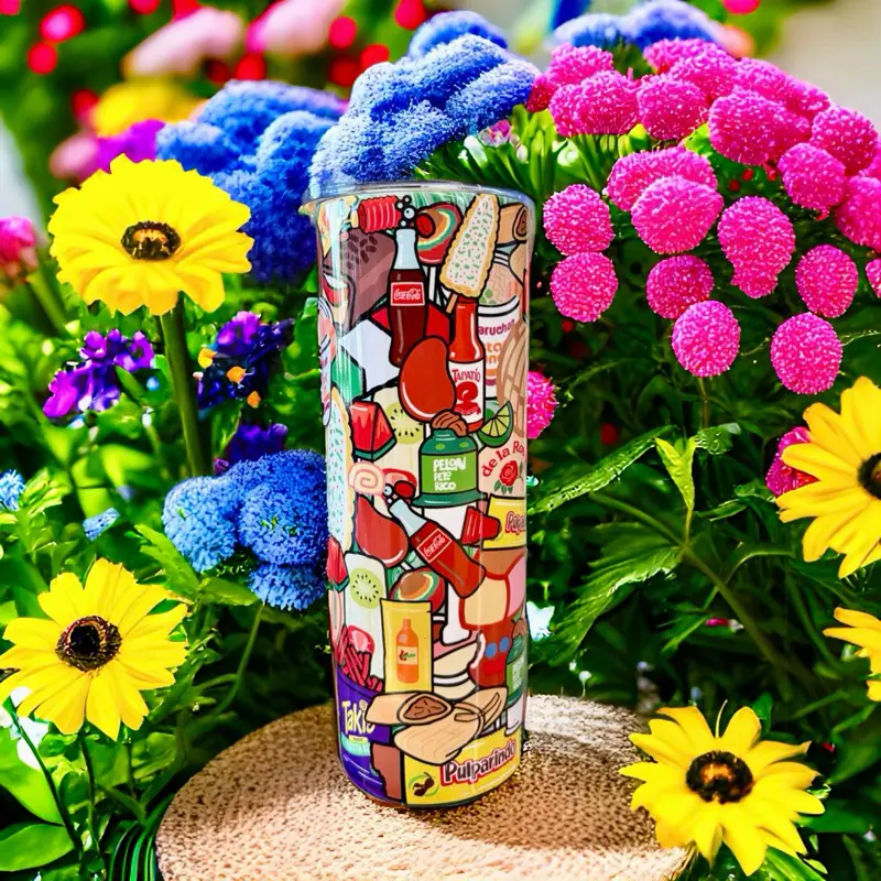 Dulces Mexicanos Chicano-Themed Insulated Tumbler, Reusable Travel Cup for Daily Use