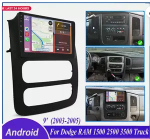 Android 15 Car Player 2 DIN Stereo Radio Fit for Carplay/Android Auto 9 Inch GPS Navigation WiFi Bluetooth Steering Wheel Control Mirror Link RDS Radio Compatible forR-AM 1500 2500 3500 2003-2005