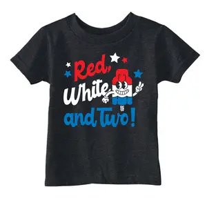 Toddler Funny T Shirt Red White and Two Sarcastic Fourth Of July Graphic Novelty Tee for Young Kids Funny Toddler Shirts Patriotic Apparel for Toddler Funny Sarcastic Apparel Childrens Graphic Tees Black -