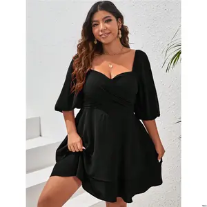 Dress Sweetheart Women Plus tiktok VCAY Size s Neckline