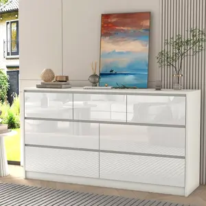 Modern Drawer Dresser for Bedroom, Handle-Free Wood Chest of Drawers, Large Storage Cabinet for Bedroom, Living Room, Entryway, Hallway