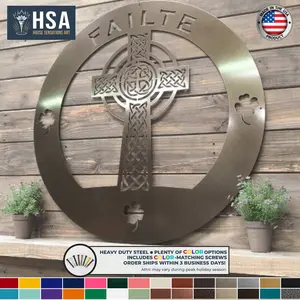 Personalized Celtic Cross Metal Wall Decor – Custom Family Name Indoor & Outdoor Plaque – HouseSensationsArt