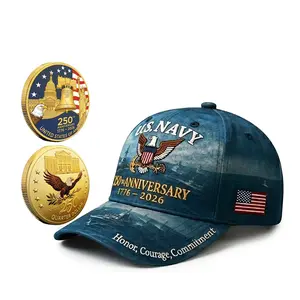 US Navy 250th Anniversary 1776 2026 Combo Cap & Coin, Patriotic Military Veterans For Men Women, Commemorative Souvenir Gift | 240326.R3002.ID00