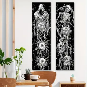 2pcs/set Skeleton Tapestry, Polyester Tapestry, Wall Hanging for Living Room Bedroom Office, Home Decor Room Decor Party Decor, with Free Installation Package.