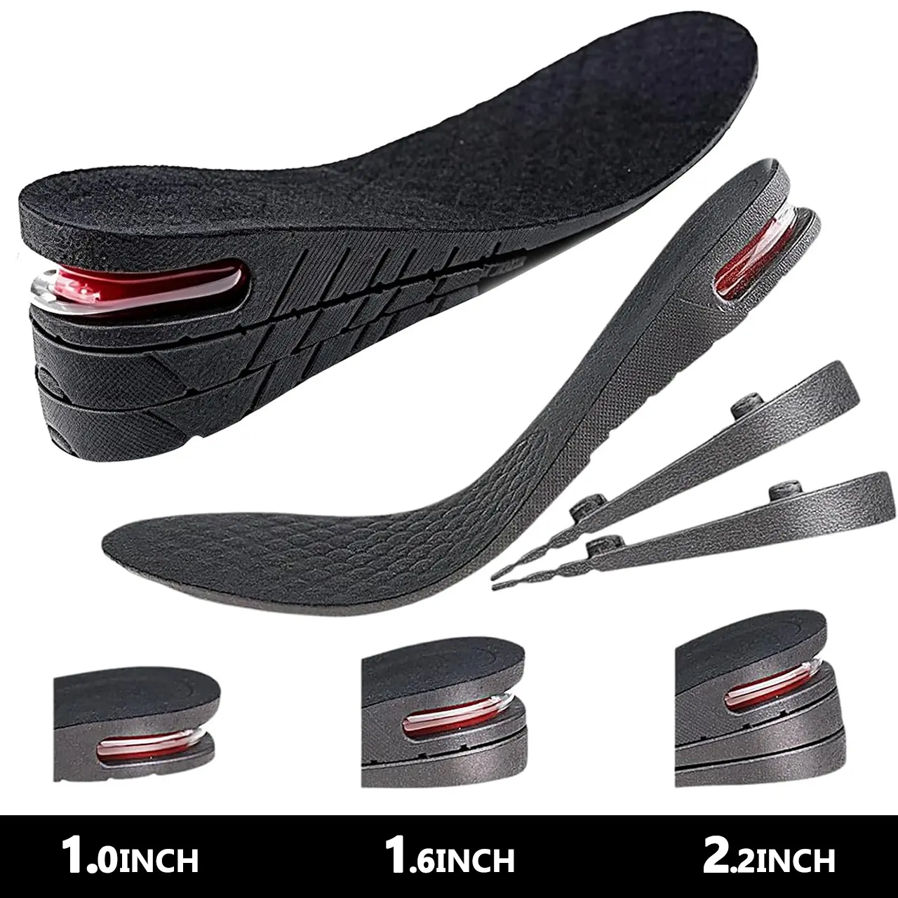 Height Increase Insoles 3‑Layer Air up Shoe Lifts, Height Booster Elevator Shoes Insole, Removable Design, Adjustable Height for Different Scenarios, 2.2inches Heels Lift Inserts for Men Women Daily Wear Dating Work Party