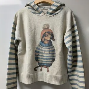 Women Elegant Sweater Hoodie with Cute Dachshund Pants Pattern Striped Cuffs Hem Spring Autumn Casual Comfortable Pullover Cute Breathable Stretch Sweater