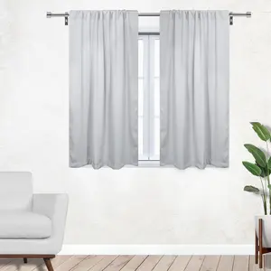 42 X 45 Inch Blackout Polyester Curtains with Rod Pocket Grayish White - 2 Panels