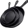 3-Piece Cast Iron Skillet Set  - Professional-grade, commercial-quality, pre-seasoned, durable skillets -10", 8", 6" skillets - Ideal For Frying, Saute, Cooking, Use Indoor/Outdoor, Oven, Grill