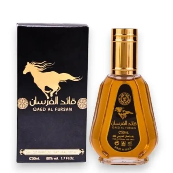 Lattafa Qaed Al Fursan Arabian Perfume, Unisex Eau De Parfum, 50 ML Alcohol Base Aromatic Fragrance with Amber-Fruity, Spicy, Wood Notes for Daily Wear