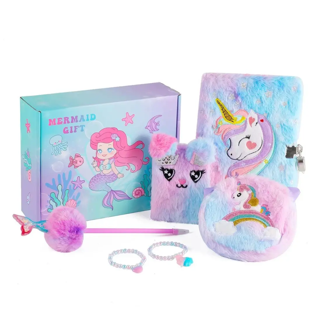 Unicorn Gift Set for Girls Journal Purse Jewelry Pen Sparkly Colorful Accessories for Kids Writing Adventures Dressing Up Playtime