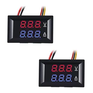 2 count 0.28" LED Voltmeter Ammeter, Red and Blue Digital Multimeter Display  Current Tester,DC 0-100V 10A Detector  Current Meter Panel Amp  Gauge