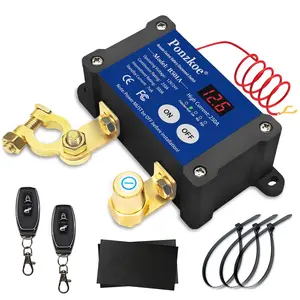 250A Smart Remote Battery Disconnect Switch 12V 24V - Quick Kill Switch for Car, Anti-Theft Battery Cut Off Switches for Marine RV Truck Boat ATV, Heavy Duty |   LED Voltage Display I Negative Vertical