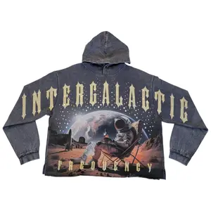 TAKER INTERGALACTIC MEN'S CROPPED HOODIE GRAY