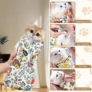 Cat Grooming Bag Set, Dual-Function Cat Bath & Nail Clipper Protector, Magic Tape Design for Easy Pet Care, Essential Feline Accessories