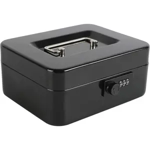 Steel  Box Safe with Combination Lock, Safe Box with Removable  Tray,Medium,7.87"x 6.30"x 3.54",Black