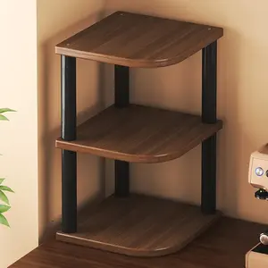 Wooden Corner Storage Rack, Multi-Layer Organizer, Corner Wall Shelf for Kitchen Living Room Study, Space-Saving Design, Easy Assembly, Durable Material